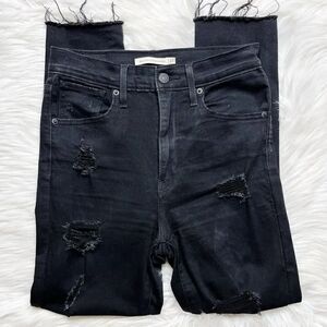 Levis Mile High Super Skinny Distressed Jeans Black Size 27